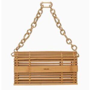 Cult Gaia Sylva Shoulder Bag in Beige Wood